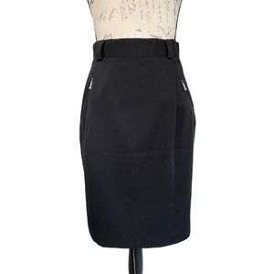 Diana Hartman Black Pencil Skirt Belt Loop Size 12